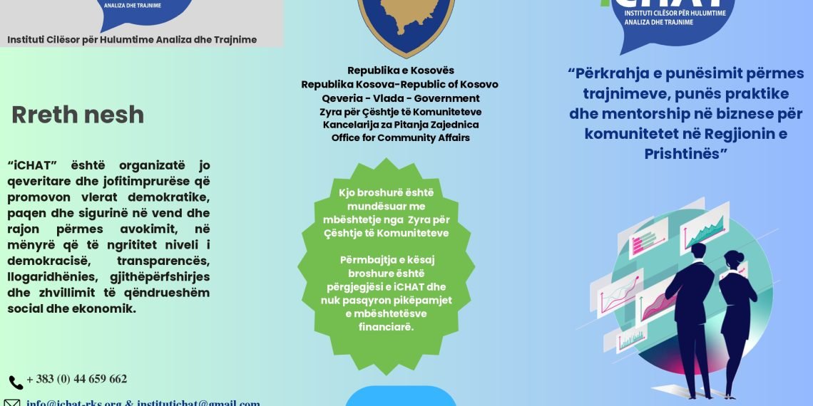 Projekti: “Përkrahja e punësimit përmes trajnimeve, punës praktike dhe mentorship në biznese për komunitetet në Regjionin e Prishtinës”